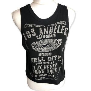 On Fire Letter Print Raw Hem Tank Top